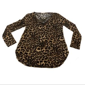 Cross Cross Leopard Print Top- Size L